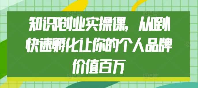 知识IP创业实操课，从0到1快速孵化让你的个人品牌价值百万-创业项目库