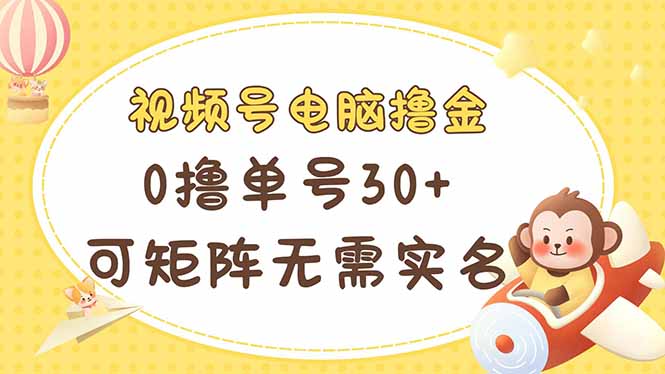 视频号电脑撸金 0撸单号30+ 可矩阵 无需实名多号多得-创业项目库