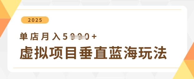 虚拟项目垂直玩法，实现单店月入5k+-创业项目库