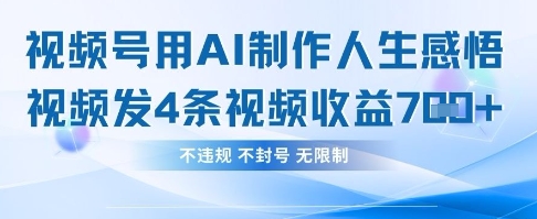 用AI做人生感悟视频，4条视频当天收益782-创业项目库