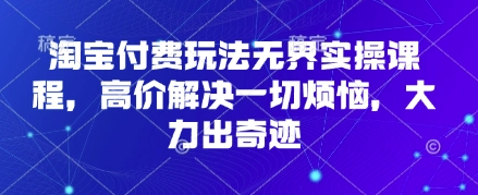 淘宝付费玩法无界实操课程，高价解决一切烦恼，大力出奇迹-创业项目库