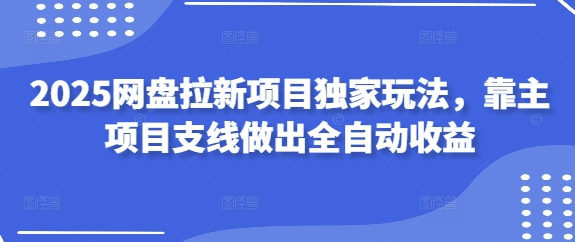 2025网盘拉新项目独家玩法，靠主项目支线做出全自动收益-创业项目库