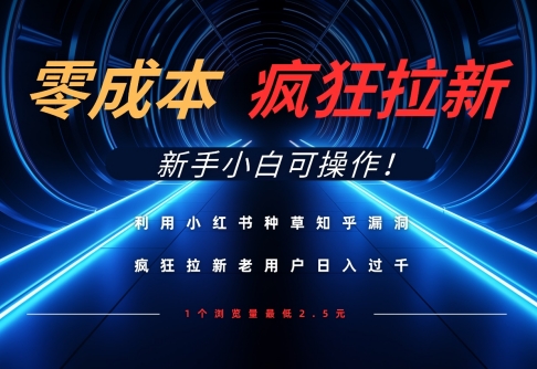 利用小红书种草知乎漏洞，零成本疯狂拉新日入数张，新手小白可操作-创业项目库