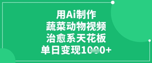 用Ai制作蔬菜动物视频，治愈系天花板，单日变现1k-创业项目库