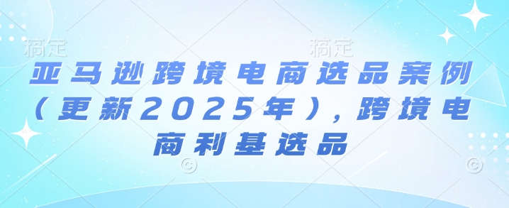亚马逊跨境电商选品案例(更新2025年4月)，跨境电商利基选品-创业项目库