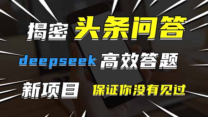 头条问答，刚出的新玩法！保证你没见过！用DeepSeek去高效答题，一个账…-创业项目库