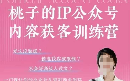 桃子IP公众号内容获客训练营(第3期)，一门让你公众号从0到商业闭环的课程-创业项目库