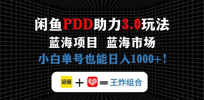 闲鱼卖拼多多助力项目，蓝海市场新手也能单号日入1000+-创业项目库