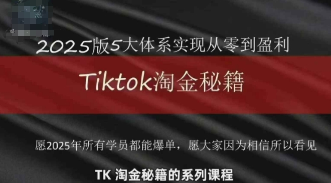 TikTok跨境2025淘金秘籍，​2025TikTok从0到盈利变现-创业项目库