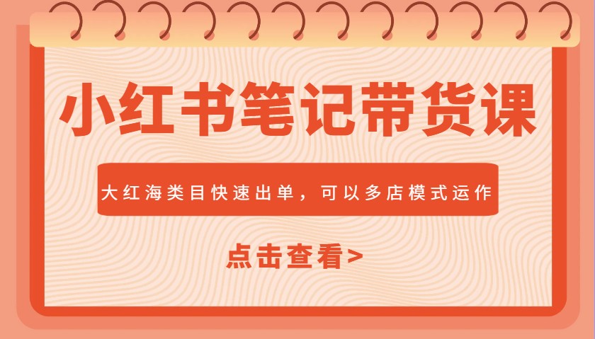 小红书笔记带货课，大红海类目快速出单，市场大，可以多店模式运作(更新)-创业项目库
