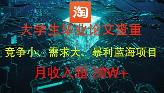 大学生毕业论文查重，暴利蓝海项目，月收入过1W+-创业项目库