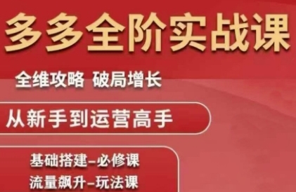 拼多多全阶实战课程，全维攻略，破局增长，从新手到运营高手-创业项目库