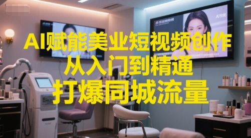 AI赋能美业短视频创作，从入门到精通，打爆同城流量，超级AI工具短视频实操落地-创业项目库
