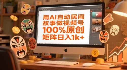 用AI自动民间故事做视频号，100%原创，矩阵日入1k+-创业项目库