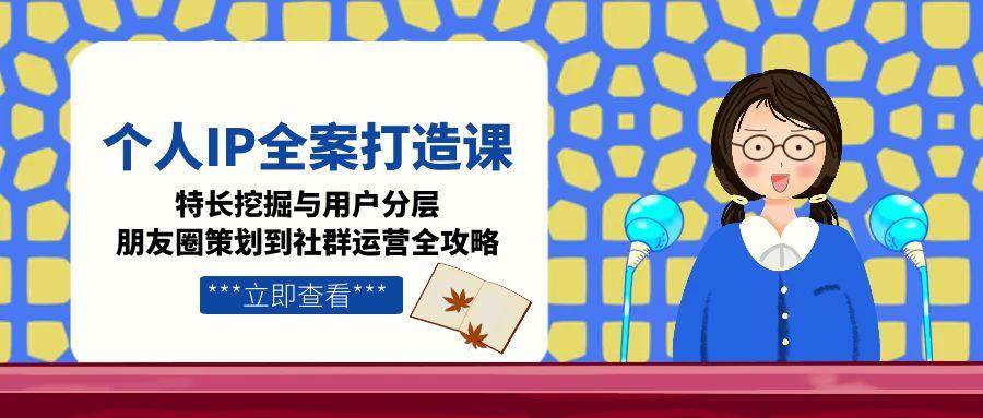 个人IP全案打造课，特长挖掘与用户分层，朋友圈策划到社群运营全攻略-创业项目库