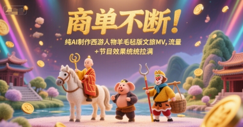 商单不断！纯AI制作西游人物羊毛毡版文旅MV，流量+节目效果统统拉满-创业项目库