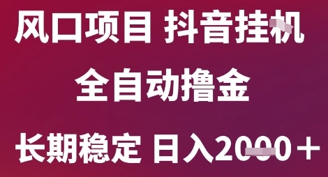 风口项目，六月最新玩法抖音无人挂G，全自动撸金，长期稳定 日入2k+【揭秘】-创业项目库