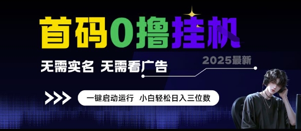 首码0撸挂G项目，无需实名无需看广告 一键启动运行，小白轻松日入三位数【揭秘】-创业项目库