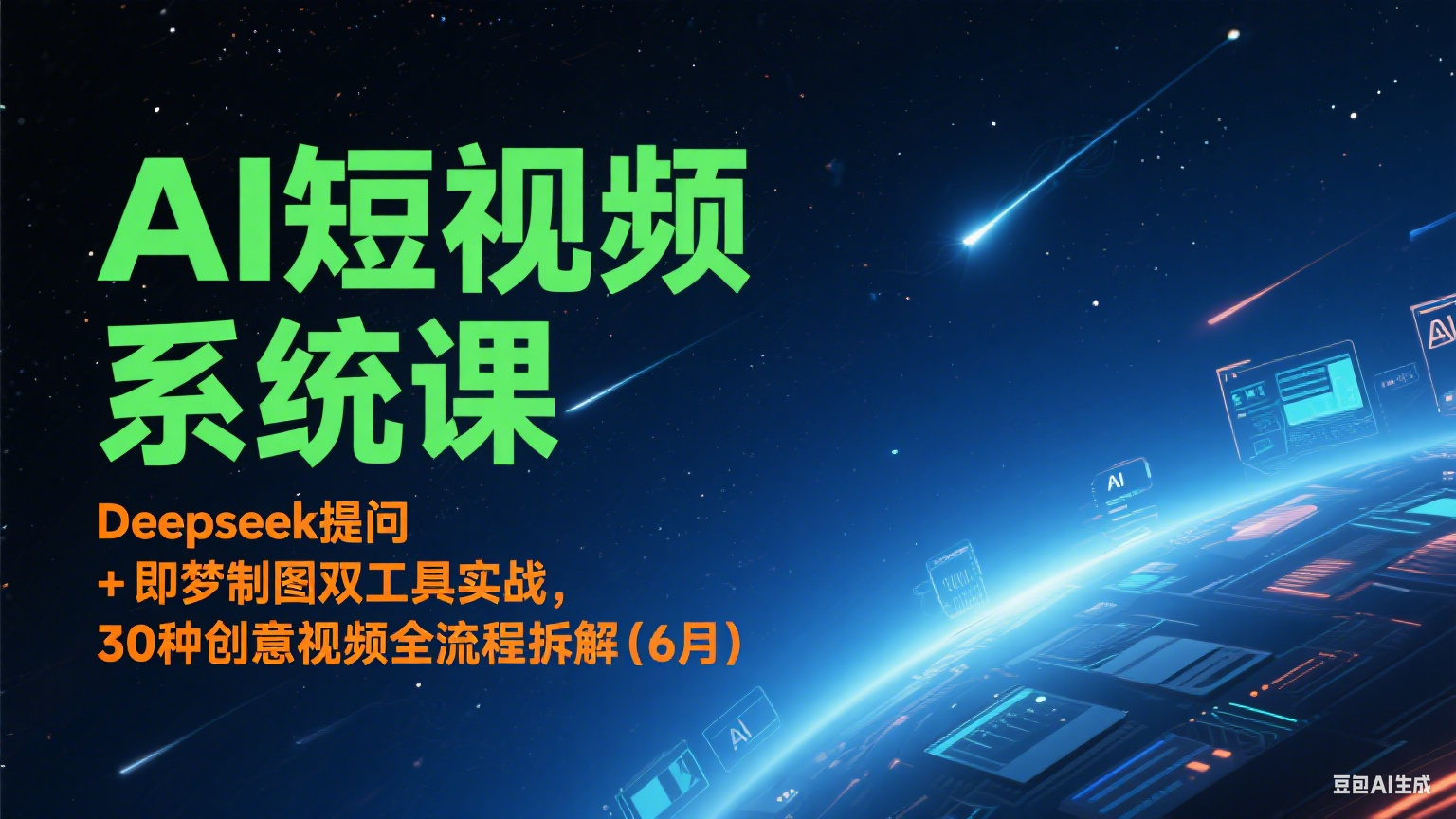 AI短视频系统课：Deepseek提问 + 即梦制图双工具实战，30种创意视频全流程拆解(6月)-创业项目库