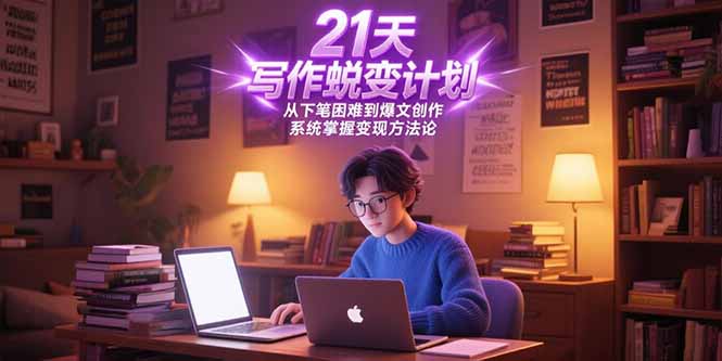 21天写作蜕变计划，从下笔困难到爆文创作，系统掌握变现方法论-创业项目库
