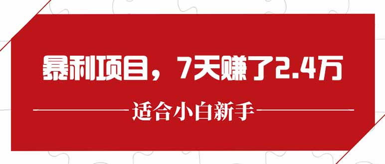 最新暴利项目，每单收益轻松在300以上，7天赚了2.4万-创业项目库