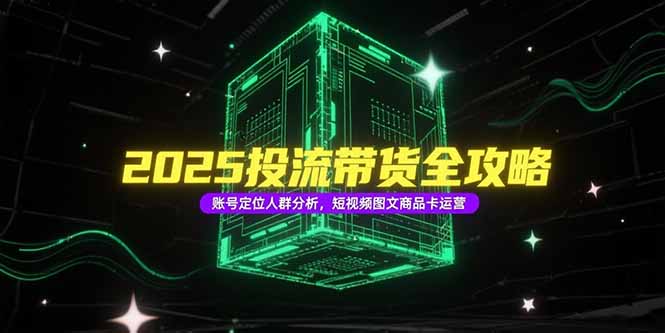 2025投流带货全攻略，账号定位人群分析，短视频图文商品卡运营-创业项目库