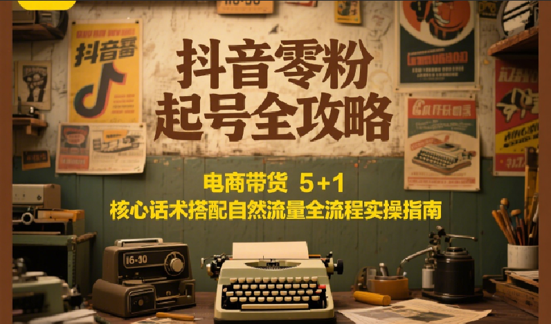 抖音零粉起号全攻略：电商带货 5+1 核心话术搭配自然流量全流程实操指南-创业项目库