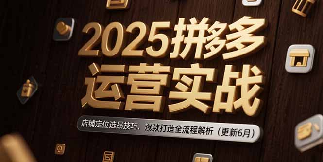 2025拼多多运营实战：店铺定位选品技巧，爆款打造全流程解析(更新6月-创业项目库