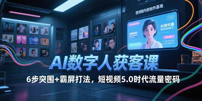 AI数字人获客课，6步突围+霸屏打法，短视频5.0时代流量密码-创业项目库