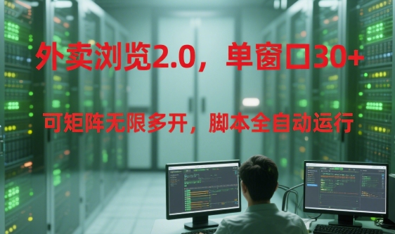外卖浏览2.0，单窗口30+可矩阵无限多开，脚本全自动运行【揭秘】-创业项目库