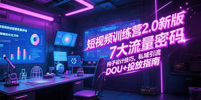 短视频训练营2.0新版，7大流量密码/钩子设计技巧/私域引流/DOU+投放指南-创业项目库