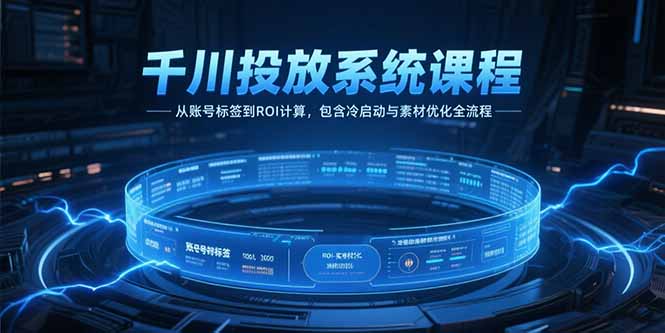 千川投放系统课程，从账号标签到ROI计算，包含冷启动与素材优化全流程-创业项目库