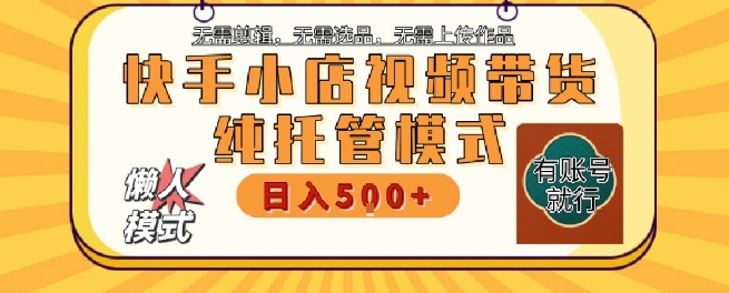 快手小店托管代运营，无需剪辑，无需选品，无需上传作品，全程无需操作，轻松月入5k+【揭秘】-创业项目库