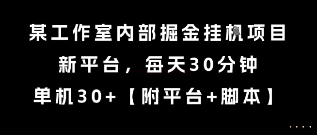 某工作室内部掘金挂G项目，新平台，每天30分钟，单机30+【揭秘】-创业项目库