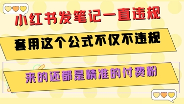 小红书发笔记一直违规，套用这个公式不仅不违规，来的还都是精准的付费粉-创业项目库