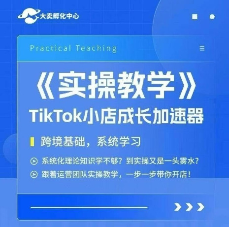 大卖家孵化中心TikTok实操课，TikTok小店成长加速器，跨境基础系统学习，一步一步带你开店-创业项目库
