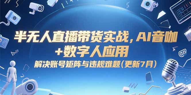 半无人直播带货实战，AI音咖+数字人应用 解决账号矩阵与违规难题(更新7月-创业项目库