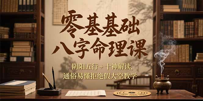 零基础八字命理课，阴阳五行+十神解读，通俗易懂拒绝假大空教学-创业项目库