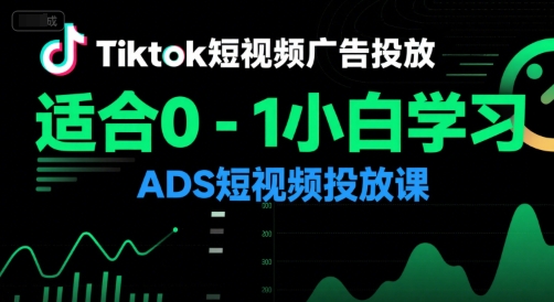 Tiktok短视频广告投放，适合0-1小白学习ADS短视频投放课-创业项目库