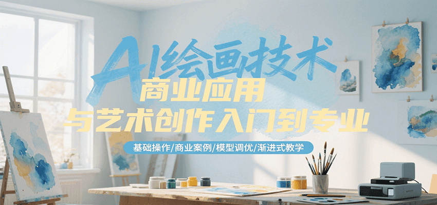 AI绘画技术商业应用与艺术创作入门到专业，基础操作/商业案例/模型调优/渐进式教学-创业项目库