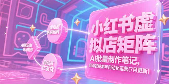 小红书虚拟店矩阵，AI批量制作笔记，自动发货加半自动化运营(7月更新-创业项目库
