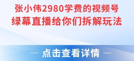 张小伟2980付费额视频号绿幕直播给你们拆解玩法-创业项目库