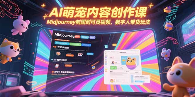 AI萌宠内容创作课，Midjourney制图到可灵视频，数字人带货玩法-创业项目库