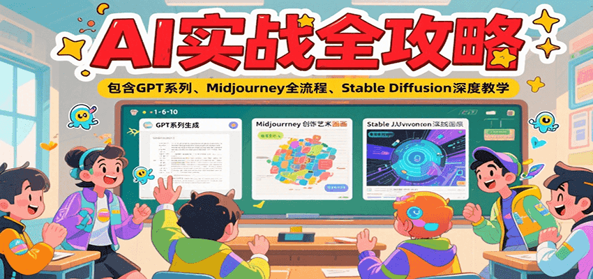 AI实战全攻略，包含GPT系列、Midjourney全流程、Stable Diffusion深度教学-创业项目库