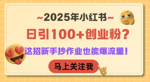 2025年小红书日引100+创业粉？这招新手抄作业也能爆流量！-创业项目库