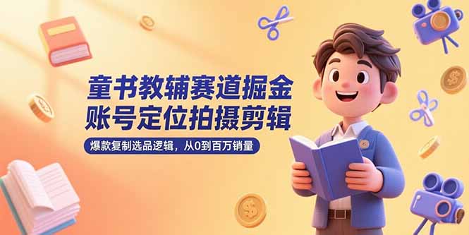 童书教辅赛道掘金，账号定位拍摄剪辑，爆款复制选品逻辑，从0到百万销量-创业项目库