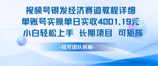 视频号银发经济赛道单账号实操单日实收1k+，小白轻松上手长期项目-创业项目库