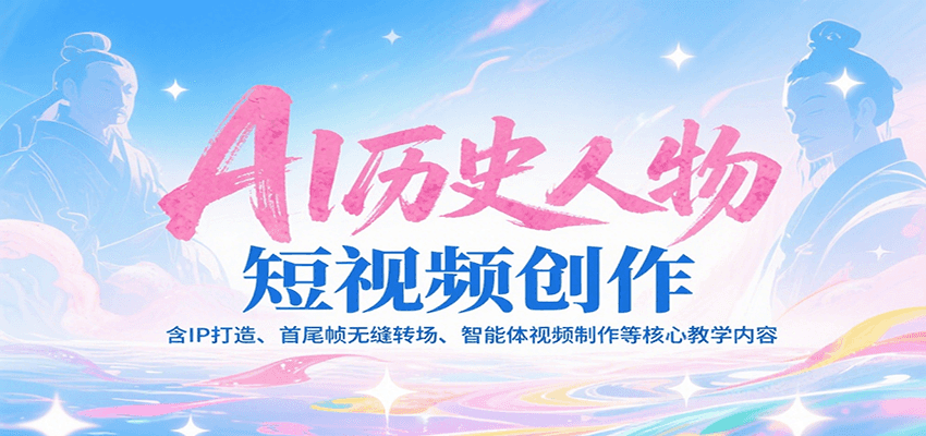 AI历史人物短视频创作，含IP打造、首尾帧无缝转场、智能体视频制作等核心教学内容-创业项目库