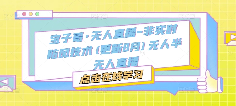 宝子哥·无人直播-非实时防风技术(更新25年7月)无人半无人直播-创业项目库