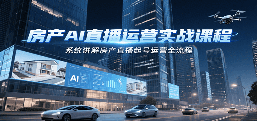 房产AI直播运营实战课程，系统讲解房产直播起号运营全流程-创业项目库